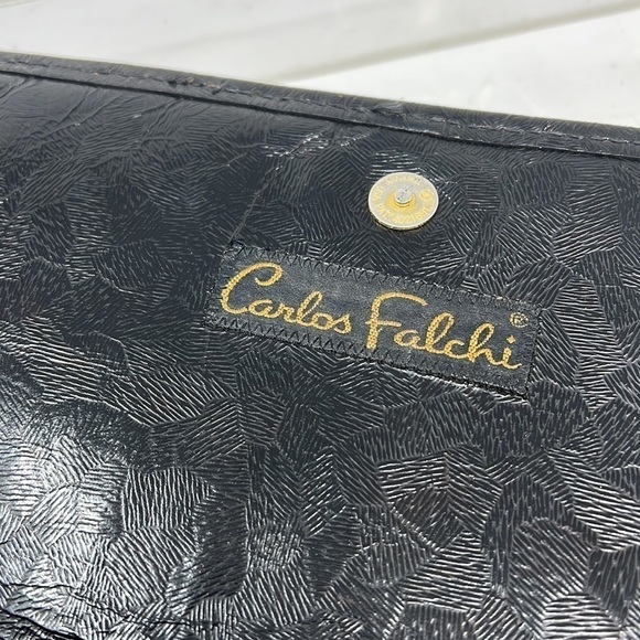 Carlos Falchi Mixed Exotic Lizard, Ostrich Snap Envelope Clutch Shoulder Bag
